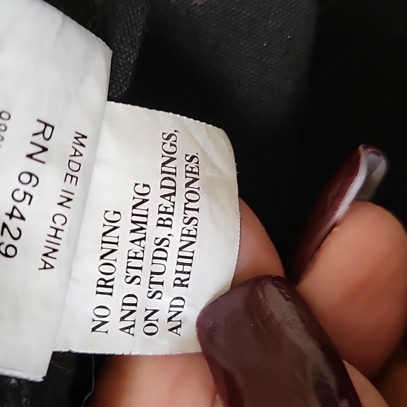 Luxe Moda Black with Gold Paint Rhinstone/Silver and Gold Studded Jean Jacket SM - Picture 9 of 15